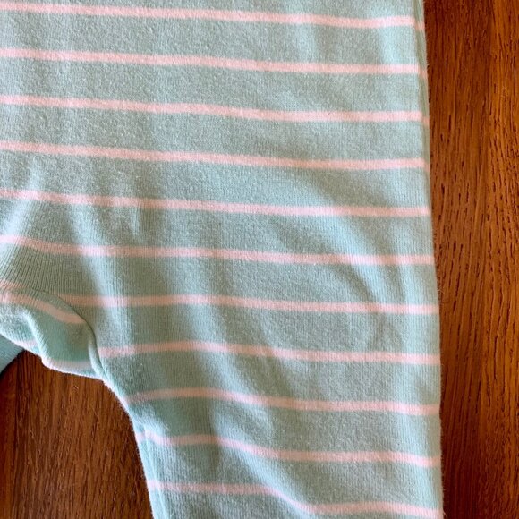 BABY BODEN Striped Apple Onesie Girls 3-6M Green Infant Cotton Applique Romper - Picture 5 of 7